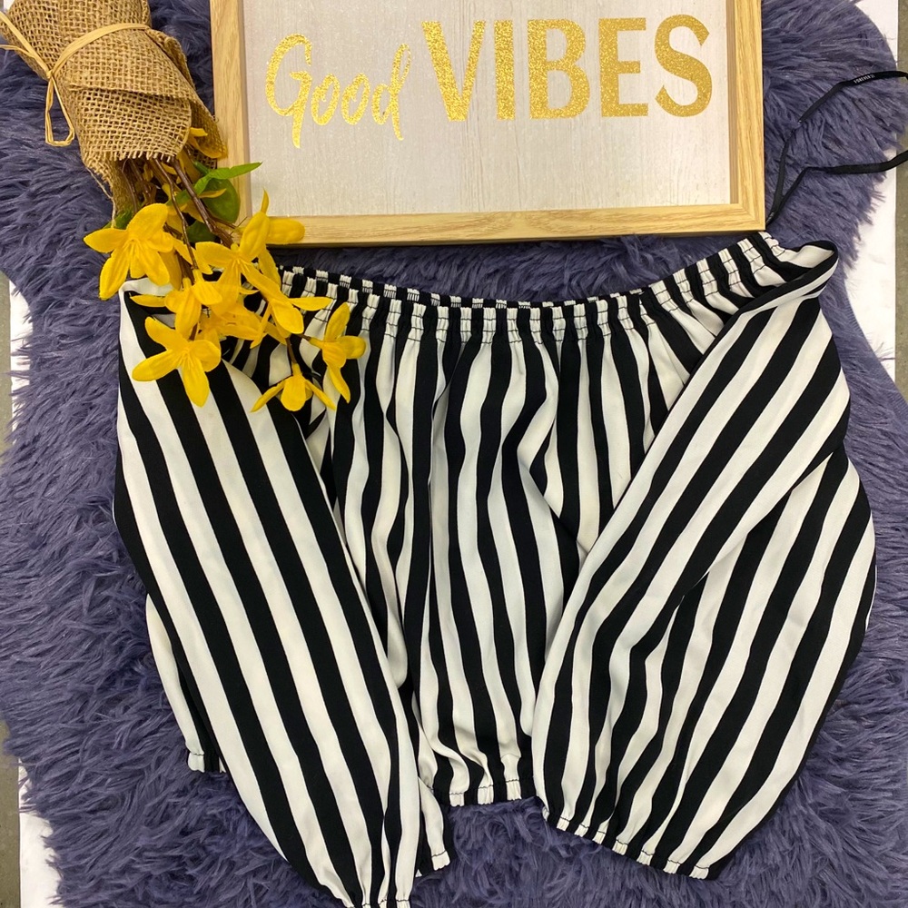 Stripe off shoulder shirt